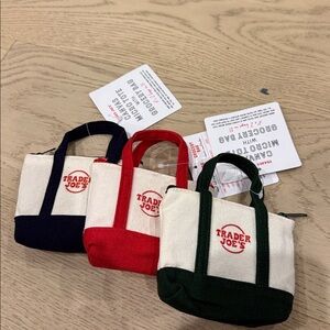 Brand New Trader Joe's Canvas Micro Tote W Grocery Bag | Set of 3